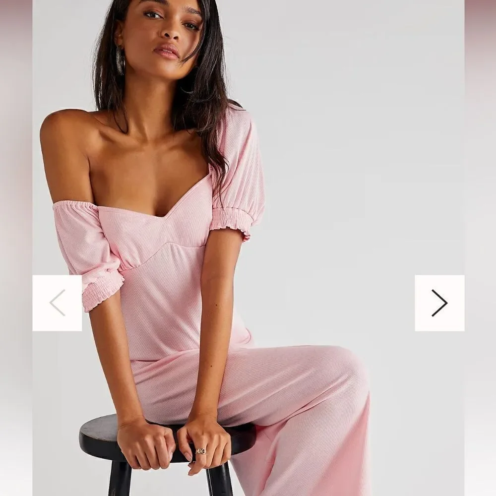 Free People NWT Bel Air Midi Dress Size M in Pink NWT